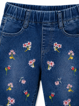Girls Floral Embroidered Denim Shorts – Stylish Kids Summer Shorts
