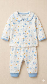 Baby Printed Full Sleeve Romper Set – Soft Cotton Outfit (Blue Multi Print)