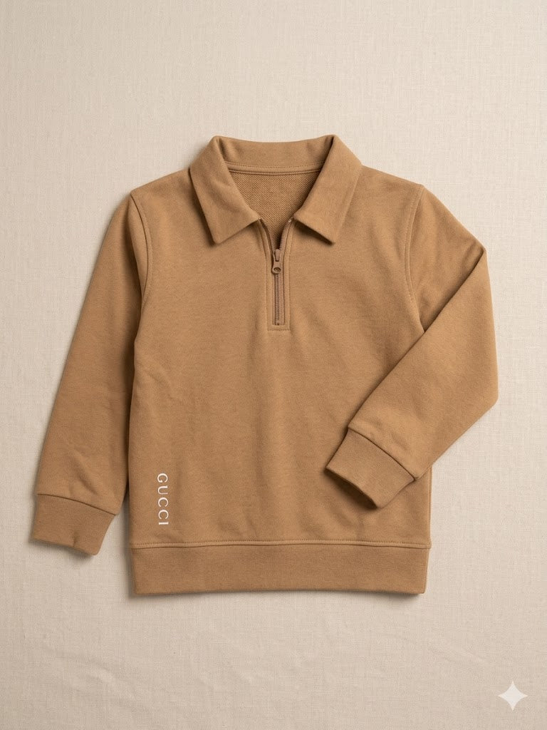 Boys Brown Casual Cotton Shirt – Long Sleeve Minimal Kids Shirt