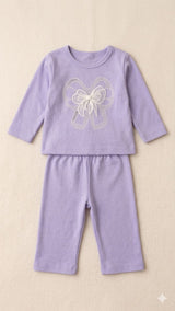 Baby Ribbed Full Sleeve Top & Pants Set – Soft Cotton Outfit (Lavender)
