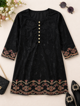 Girls Embroidered Black Kurti – Premium Ethnic Wear
