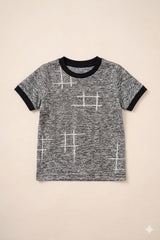 Boys Grey Textured T-Shirt – Casual Cotton Short Sleeve Top