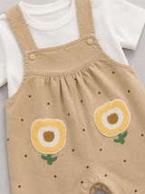 Baby Girls Floral Dungaree Romper Set – Soft Cotton Summer Outfit (2 Pcs)