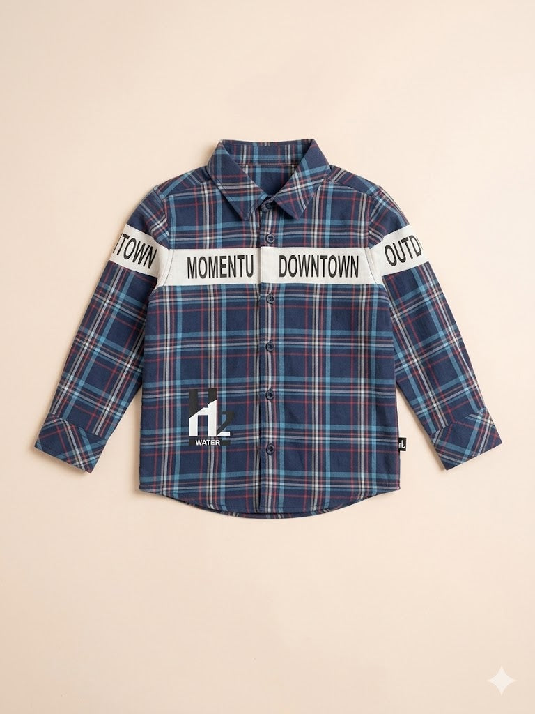Boys Blue Check Shirt – Casual Cotton Long Sleeve Top