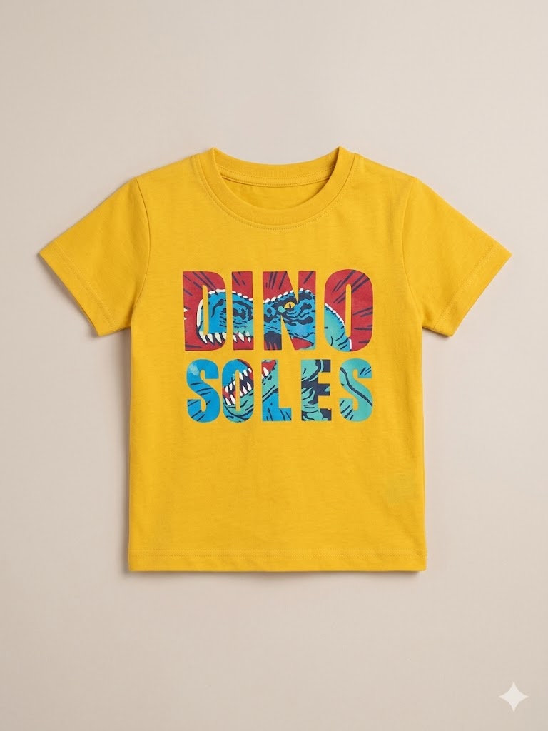 Boys Yellow Graphic T-Shirt – Casual Cotton Short Sleeve Top