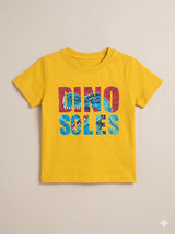 Boys Yellow Graphic T-Shirt – Casual Cotton Short Sleeve Top