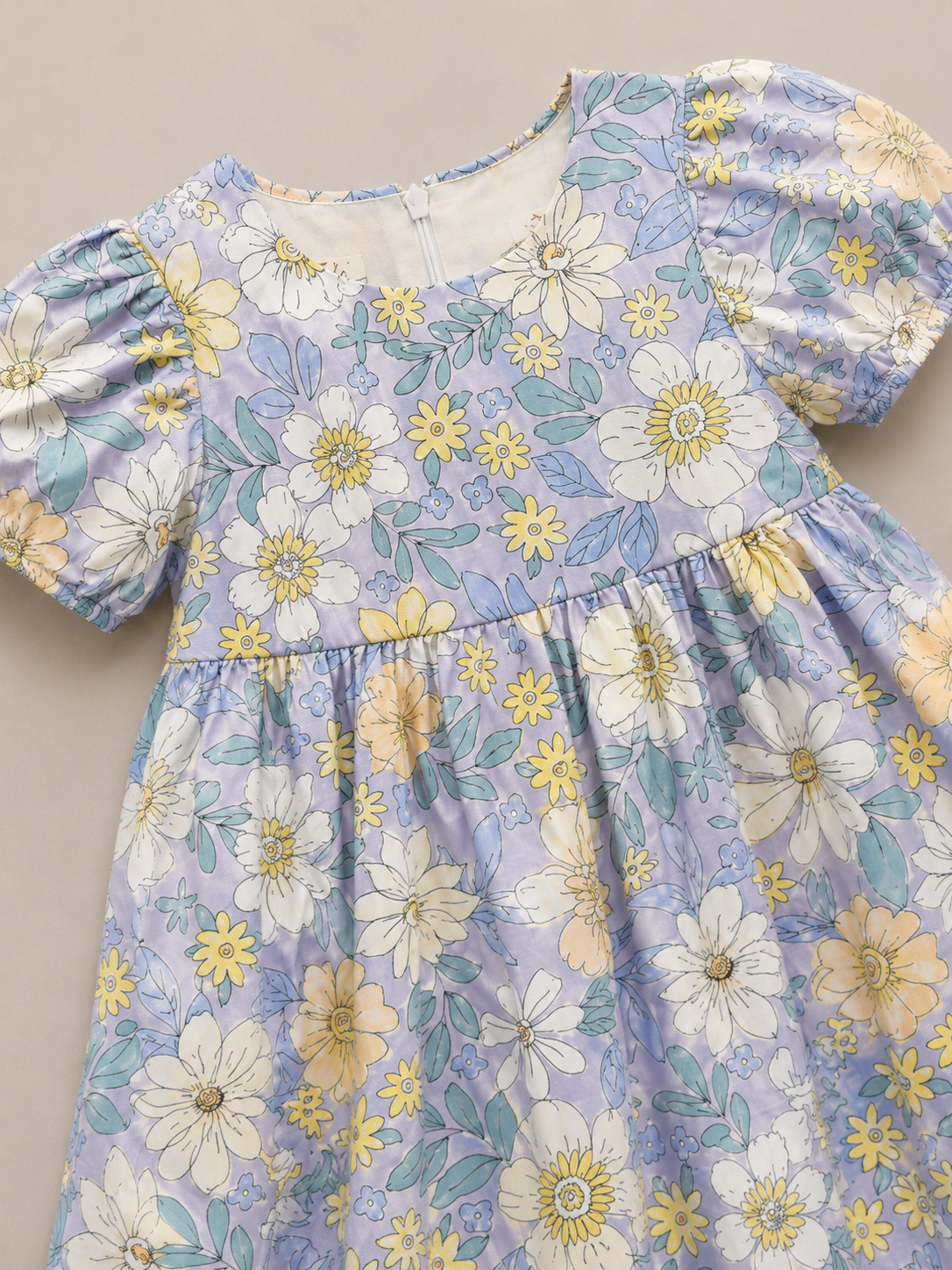 Girls Floral Puff Sleeve Dress – Elegant Summer Party Frock