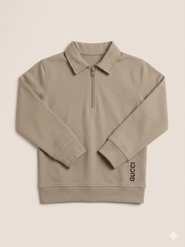 Boys Taupe Cotton Shirt – Long Sleeve Premium Kids Shirt