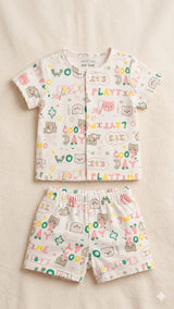 Baby Printed Sleeveless Romper – Soft Cotton Summer Outfit (White Multi Print)