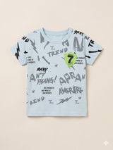Boys Grey Printed T-Shirt – Casual Cotton Short Sleeve Top