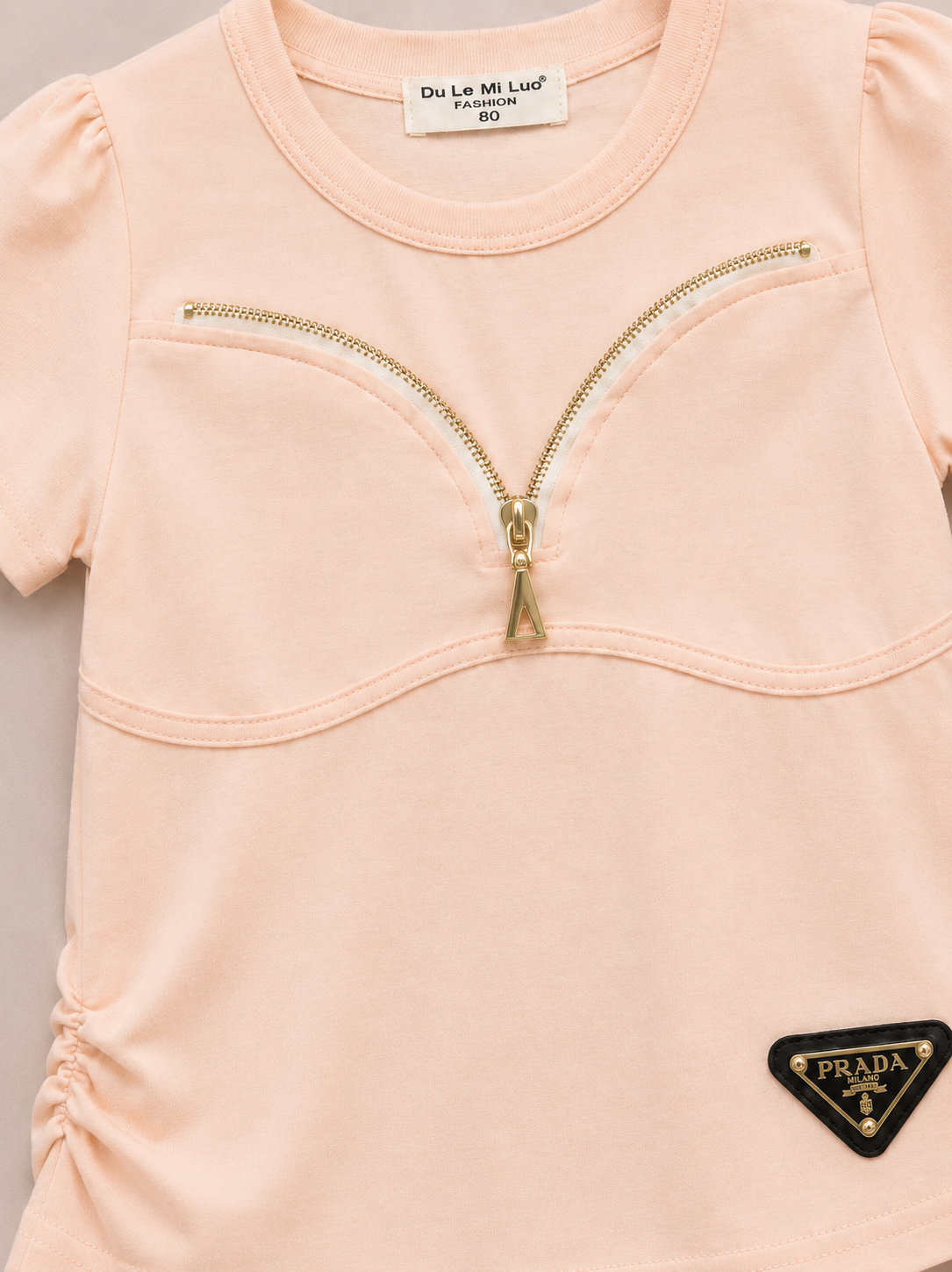 Girls Peach Fashion Zipper Top – Stylish Casual Kids Shirt