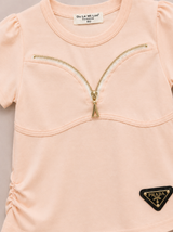 Girls Peach Fashion Zipper Top – Stylish Casual Kids Shirt