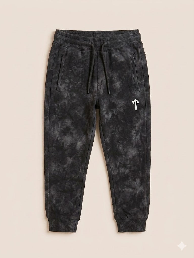 Boys Printed Jogger Pants – Cotton Casual Bottom (Black)