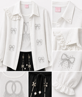 Girls White & Black 3-Piece Co-ord Set – Bow Detail Shirt, Inner Top & Wide Leg Pants