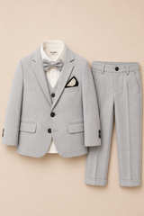 Kids Premium Light Grey Formal Suit – Elegant Party Wear Blazer Set for Boys
