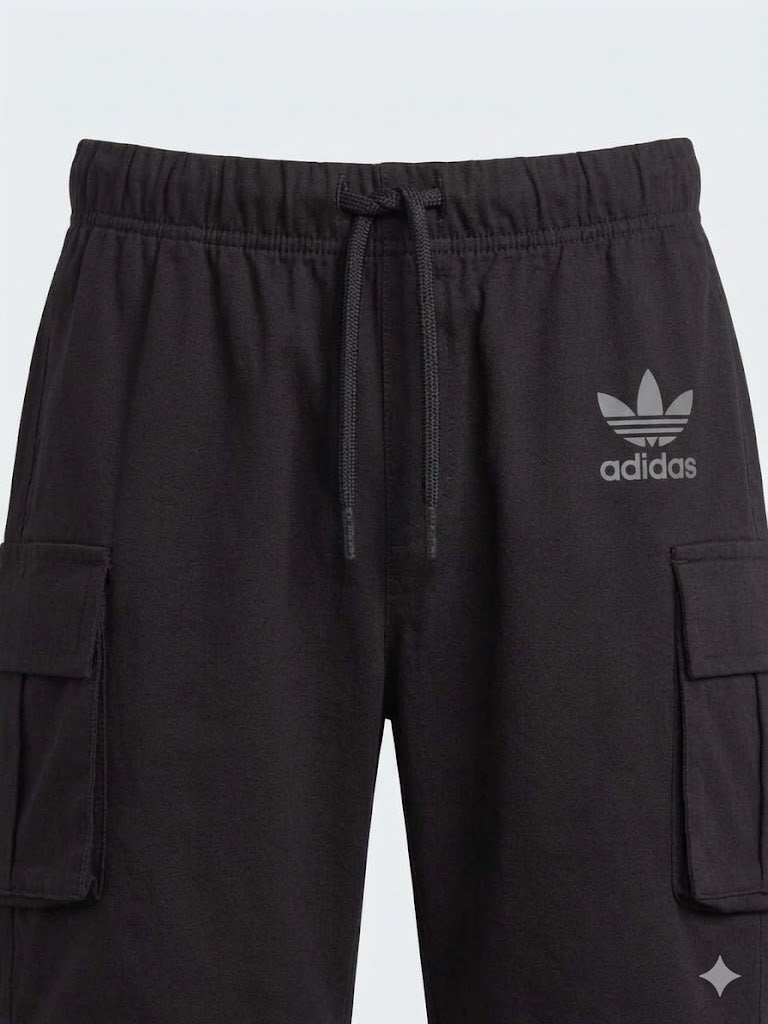 Kids Black Cargo Shorts with Side Pockets