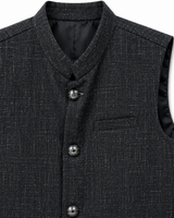 Kids Charcoal Black Formal Waistcoat – Premium Ethnic Wedding Waistcoat for Boys