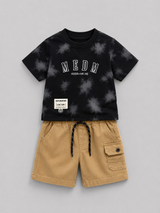 Boys Tie-Dye Summer Co-Ord Set – Graphic T-Shirt & Cargo Shorts (2 Pcs)