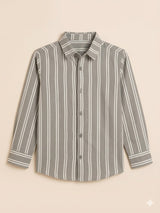 Boys Grey Striped Casual Shirt – Long Sleeve Premium Kids Shirt