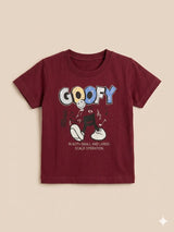 Boys Maroon “Sporty” Graphic T-Shirt – Casual Cotton Short Sleeve Top
