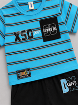 Boys Striped Summer Co-Ord Set – Graphic T-Shirt & Shorts 2 Piece Outfit
