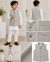 Kids Premium Beige Waistcoat – Formal Ethnic Party Wear Waistcoat for Boys