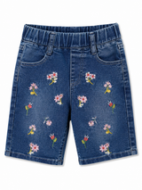 Girls Floral Embroidered Denim Shorts – Stylish Kids Summer Shorts