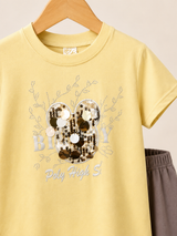 Girls Yellow & Brown Co-Ord Set – Casual Summer Outfit