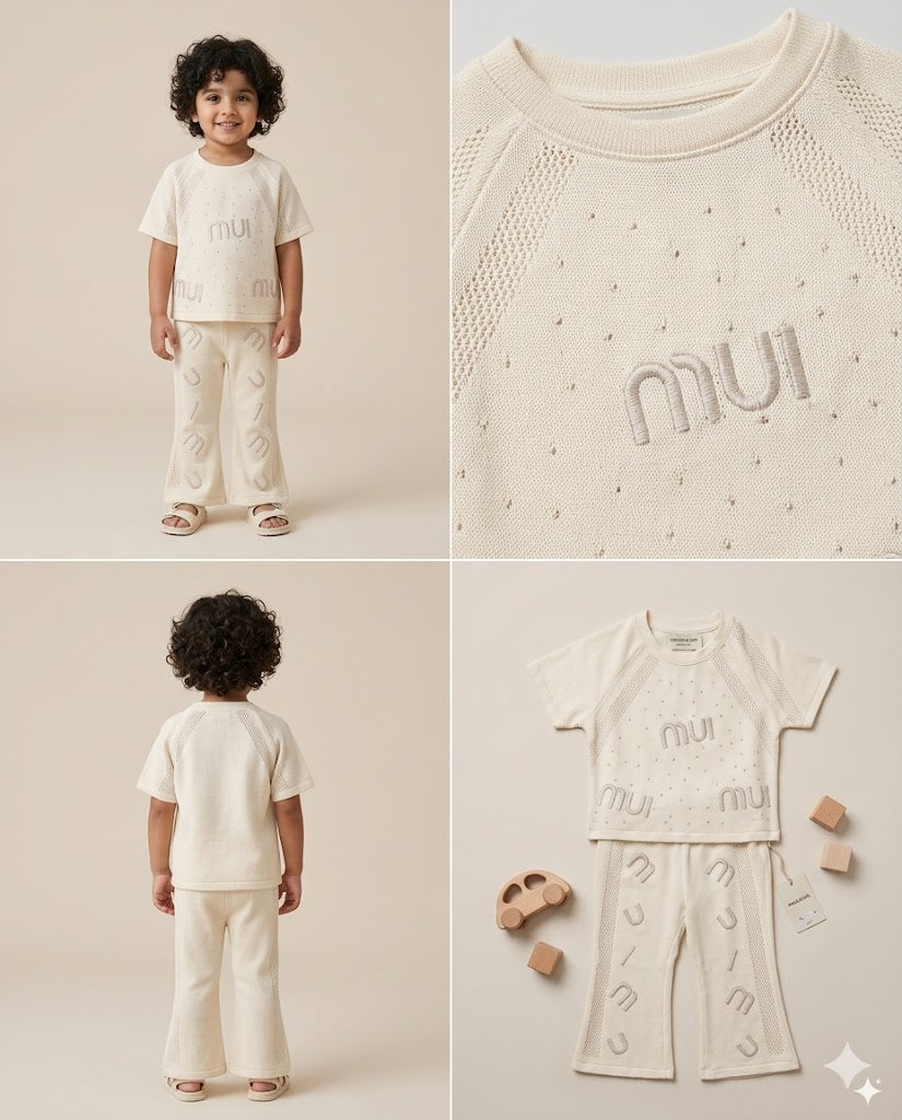 Kids “Milk” Graphic T-Shirt & Printed Pants Set – 2-Piece Casual Outfit