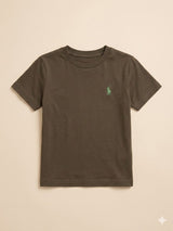 Boys Olive Brown Basic T-Shirt – Casual Cotton Short Sleeve Top