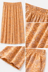 Girls Orange Printed Wide Leg Pants – Casual Culotte Trousers