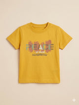 Boys Yellow Graphic T-Shirt – Casual Cotton Short Sleeve Top