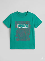 Boys Teal Graphic T-Shirt – Casual Cotton Short Sleeve Top