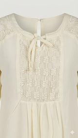 Girls Ivory Lace Detail Peplum Top