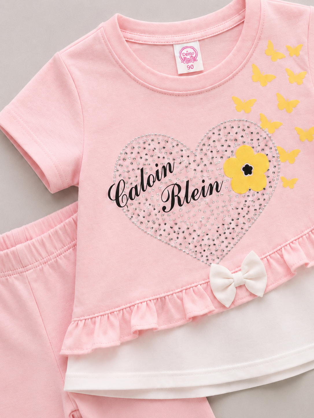 Baby Girls Heart Print Co-Ord Set – Pink Top & Leggings Outfit (2 Pcs)
