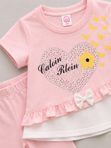 Baby Girls Heart Print Co-Ord Set – Pink Top & Leggings Outfit (2 Pcs)