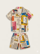 Boys Multi-Color Printed Shirt & Shorts Set – Casual Cotton Summer Outfit