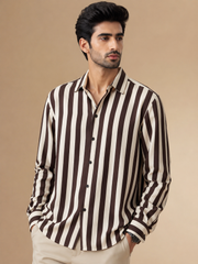 Men Brown Stripted Shirt