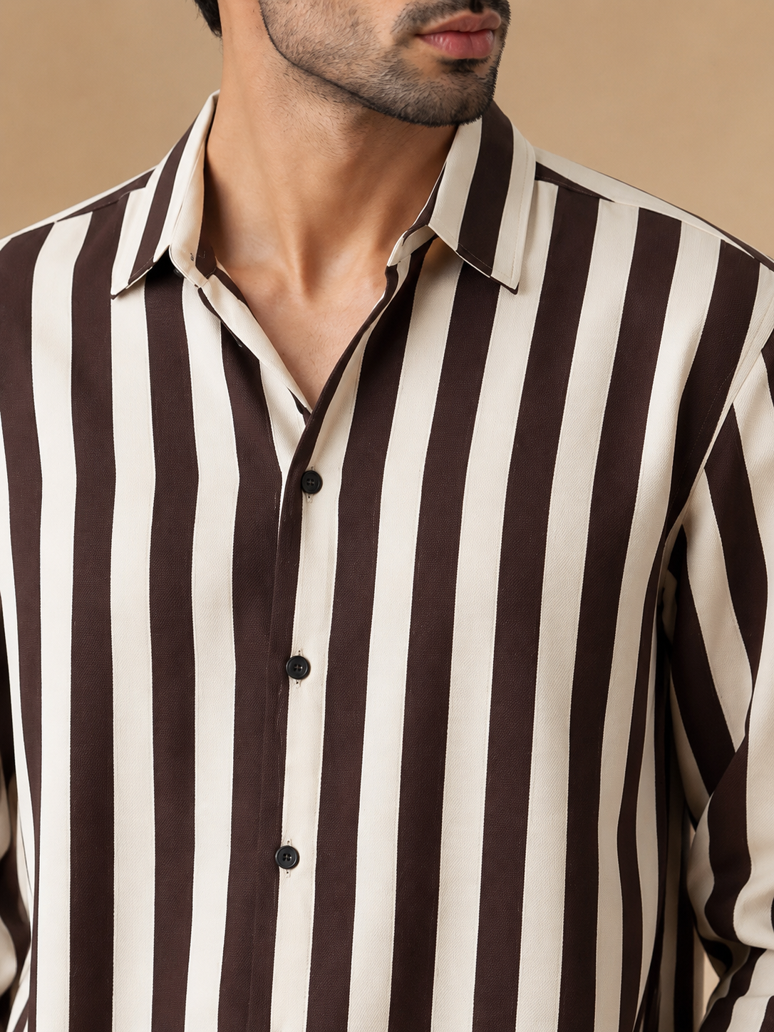 Men Brown Stripted Shirt