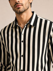Men Black Stripted Shirt