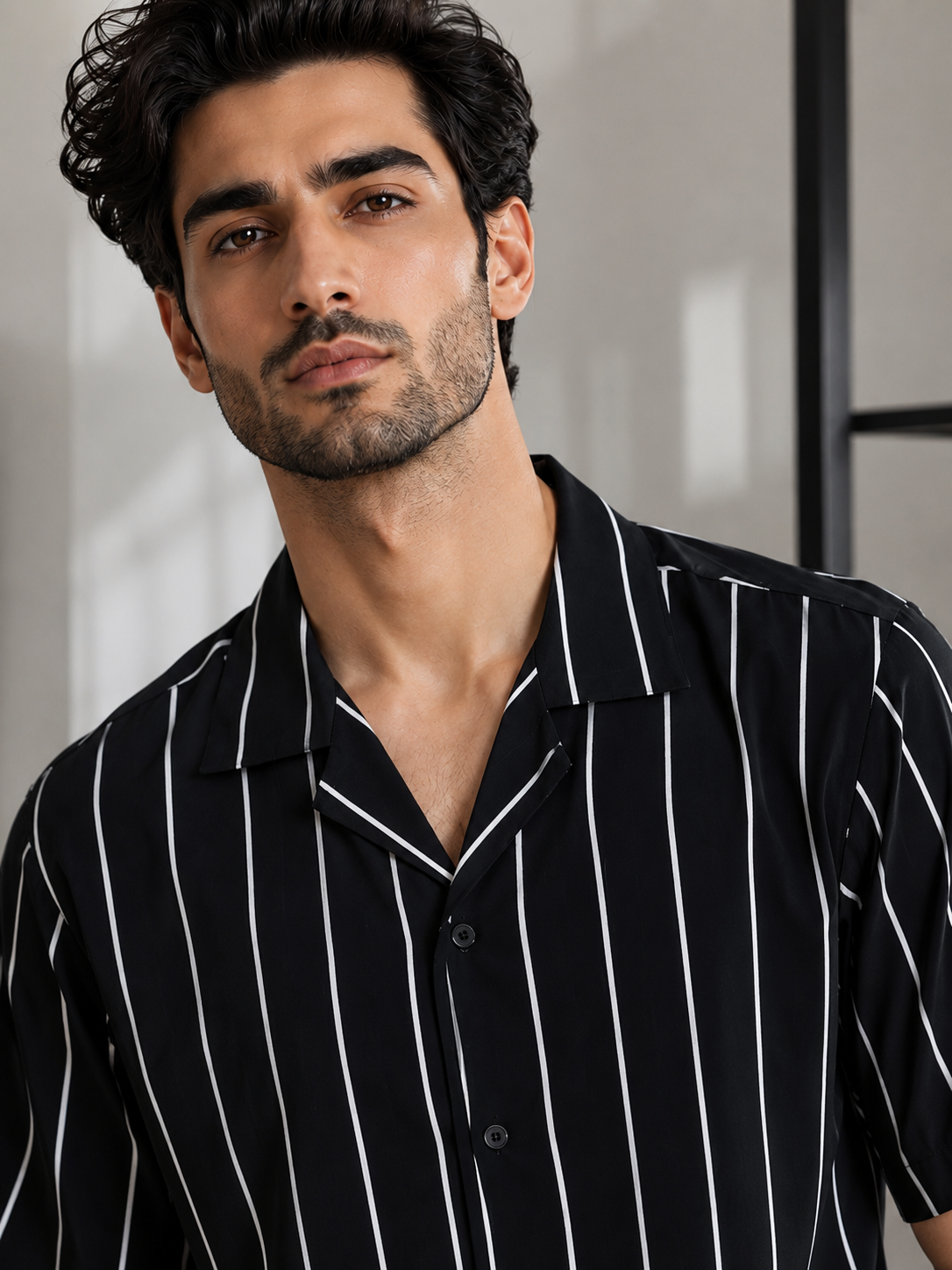Men Cotton Shirt Black