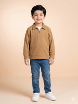 Boys Brown Casual Cotton Shirt – Long Sleeve Minimal Kids Shirt