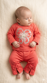 Baby Full Sleeve Romper Set – Soft Cotton Outfit (Red)