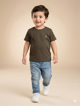 Boys Olive Brown Basic T-Shirt – Casual Cotton Short Sleeve Top