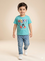 Boys Blue Graphic T-Shirt – Casual Cotton Short Sleeve Top