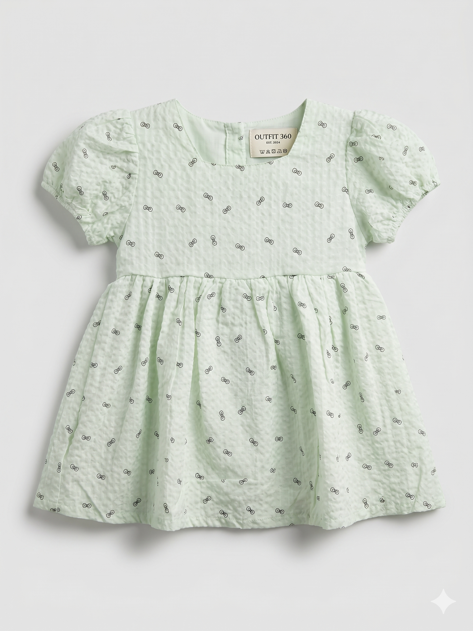 Girls Mint Green Printed Frock – Soft Cotton Casual Dress