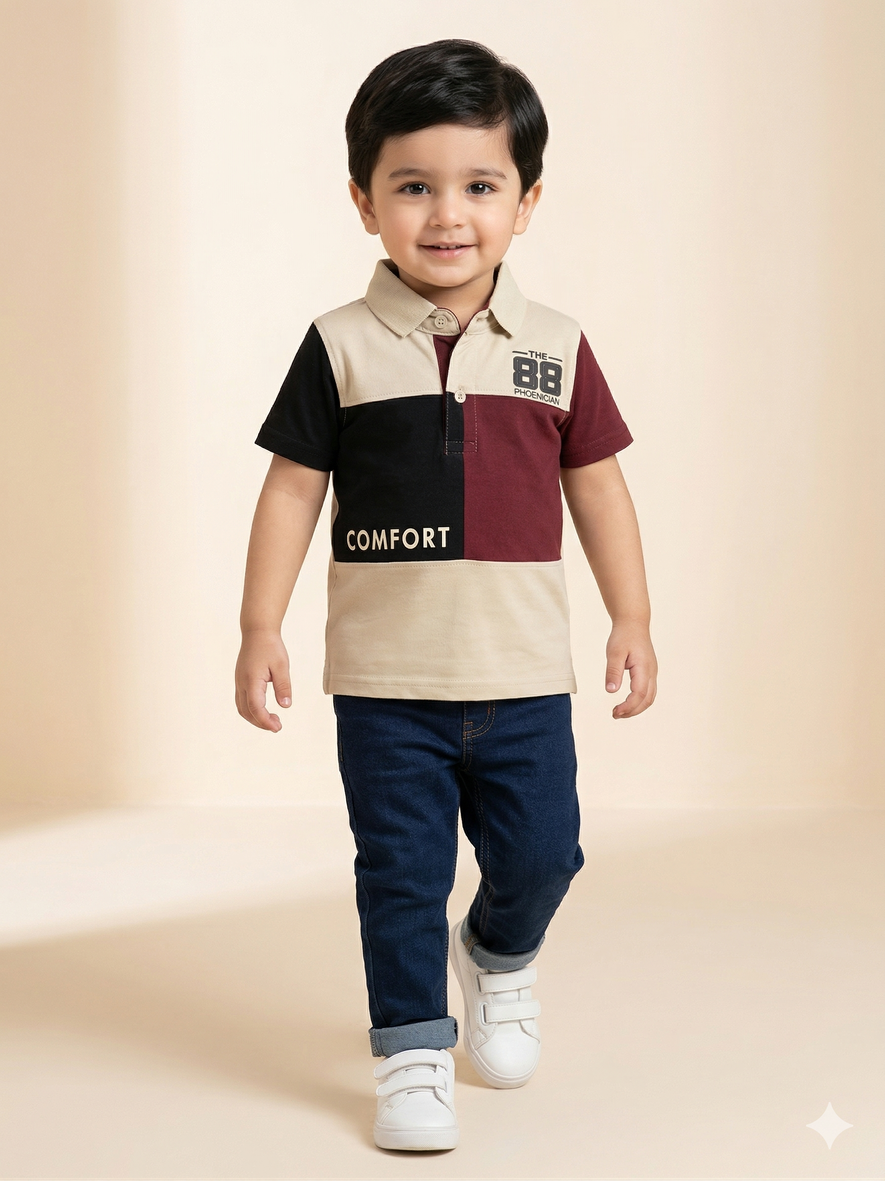 Boys Multi-Color Color Block T-Shirt – Casual Cotton Short Sleeve Top