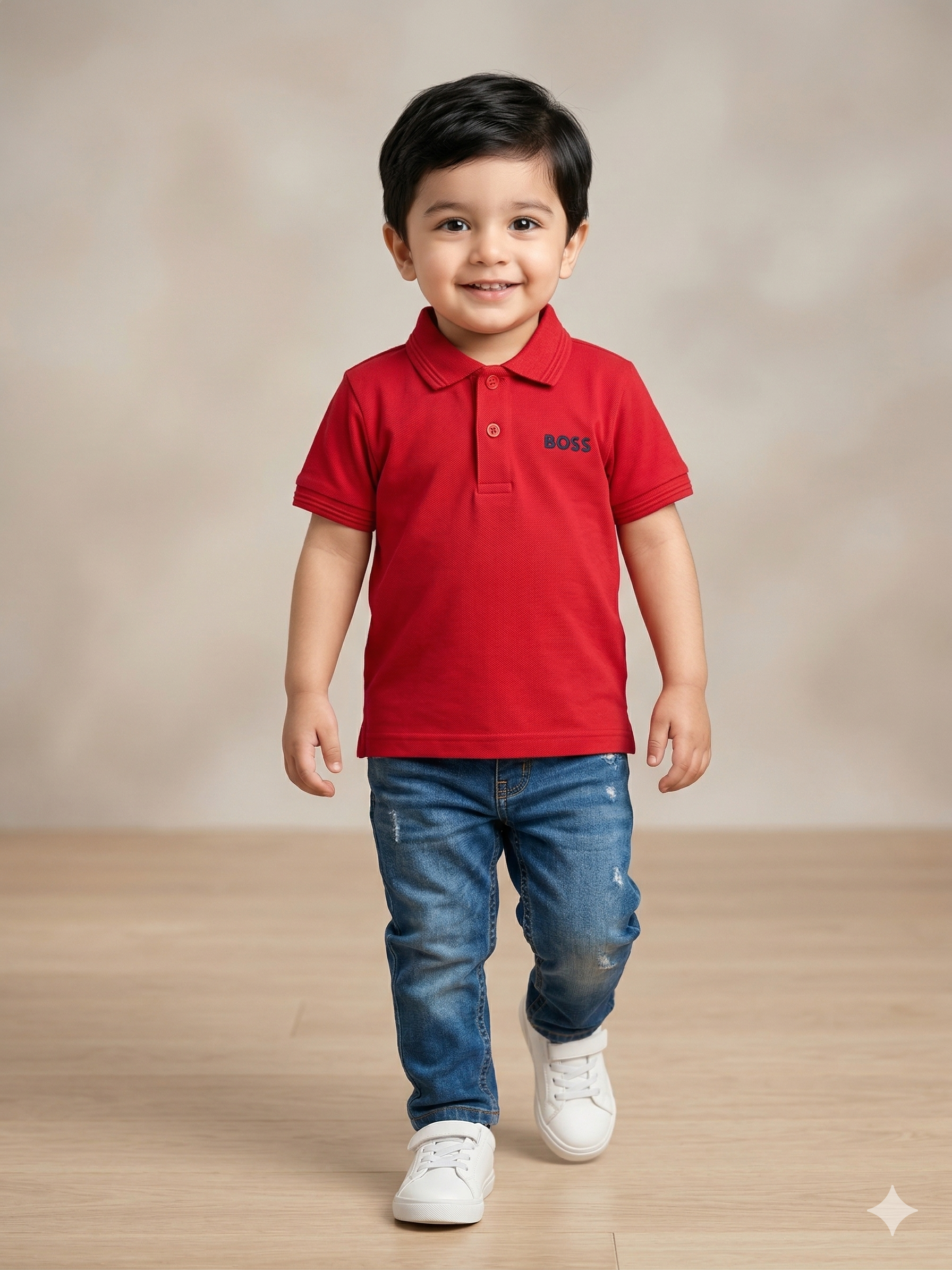 Boys Red Polo T-Shirt – Casual Cotton Short Sleeve Top