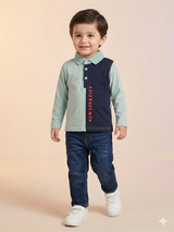Boys Multi-Color Henley T-Shirt – Casual Cotton Long Sleeve Top