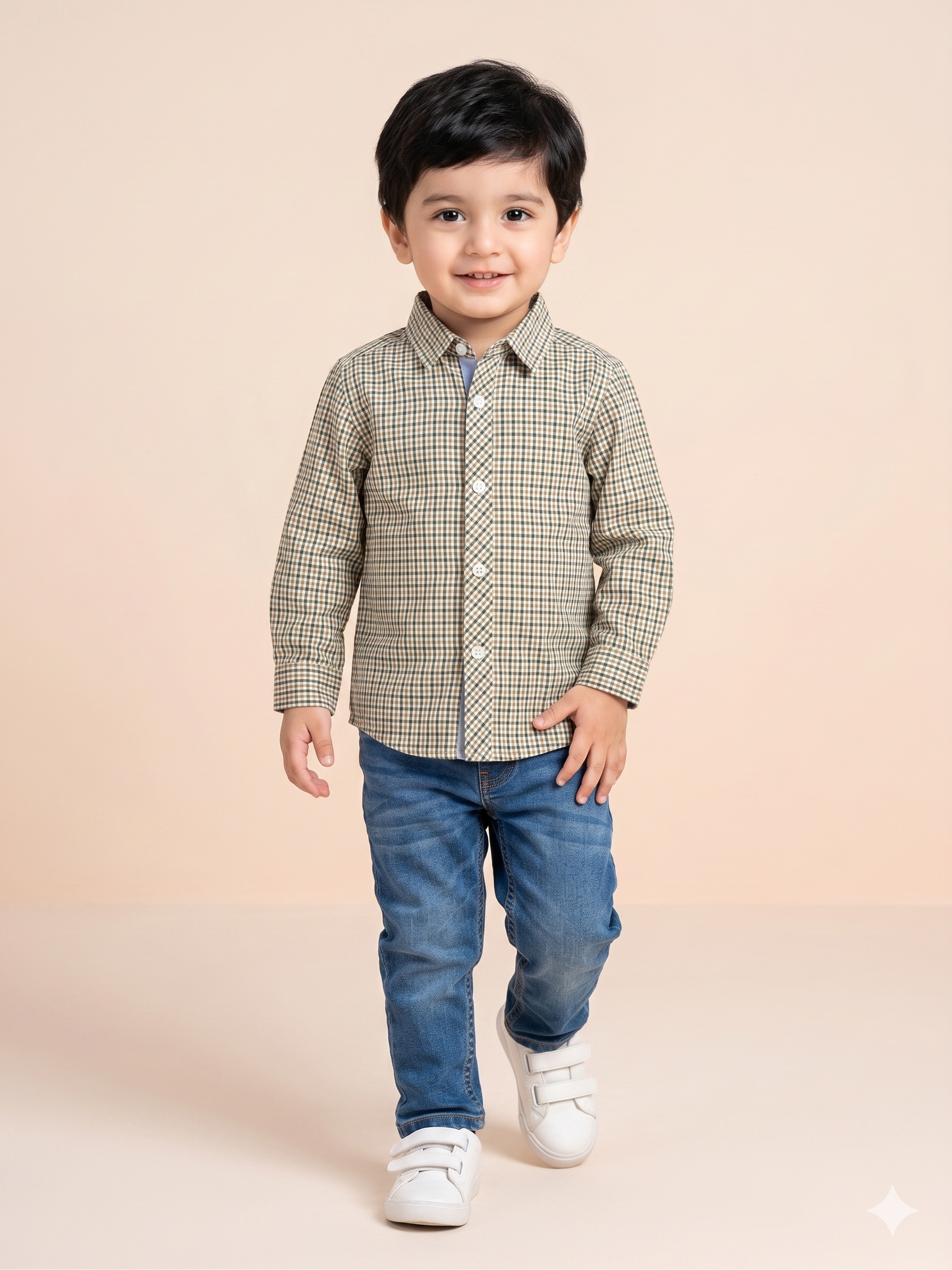 Boys Olive Green Casual Shirt – Cotton Long Sleeve Top